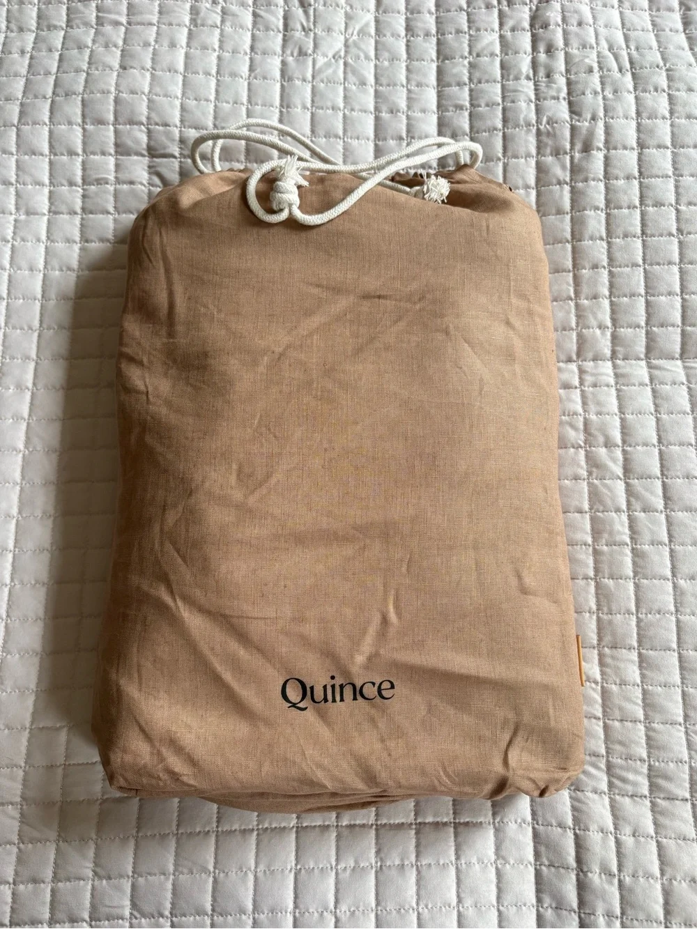 Like New Quince European Linen Duvet Cover Set - Full/Queen, Toffee
